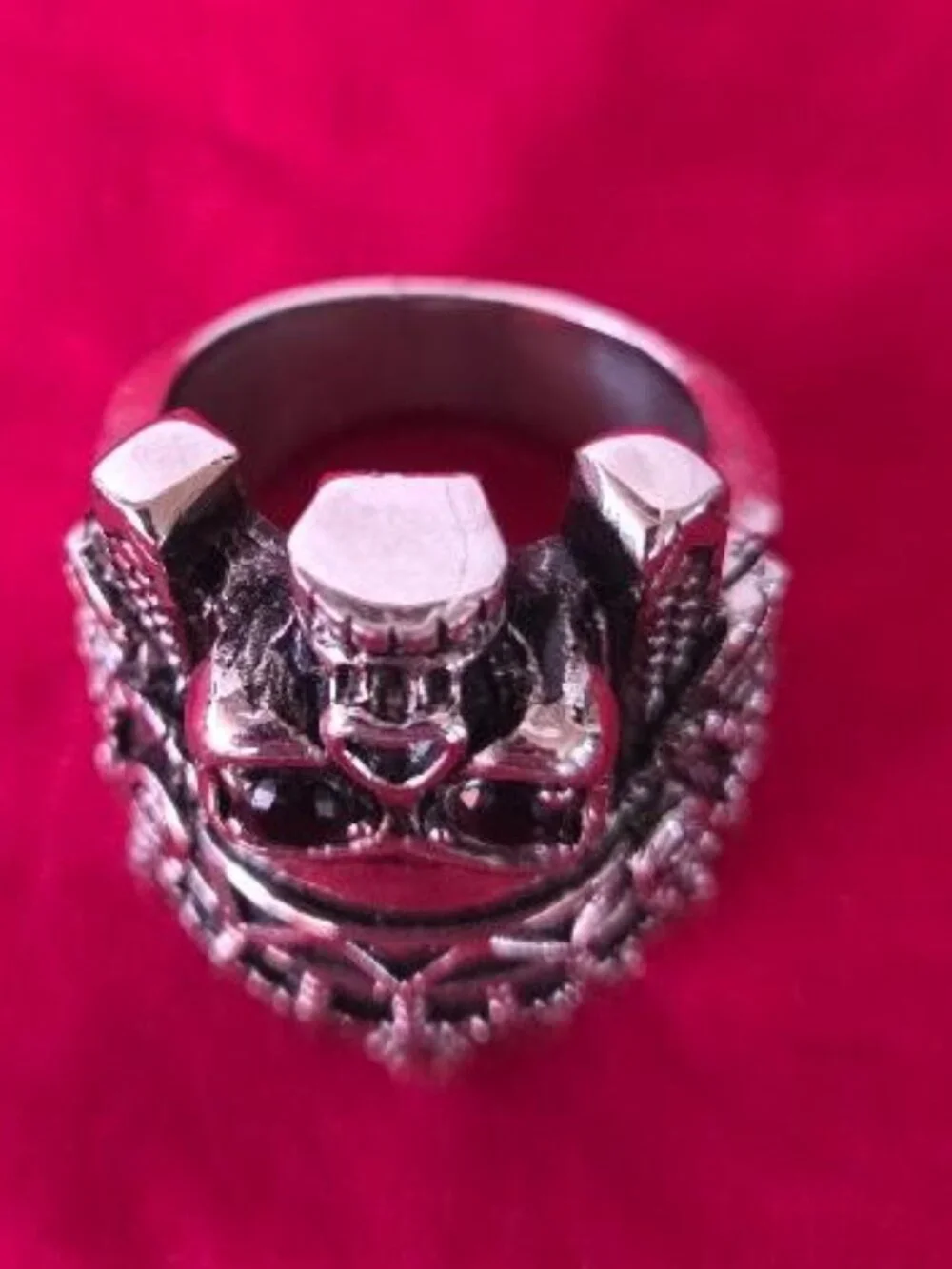 Native American Chief Skull Ring Size 14, CZ Eyes, Indian Head Skull Ring Mens
